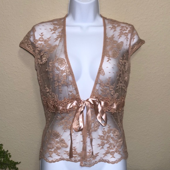 creative design works inc. Tops - CDIV Petite pink Sheer lace top